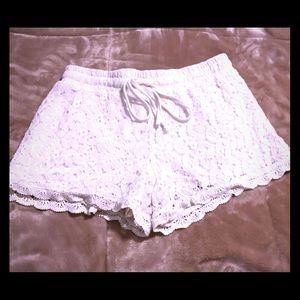 White lace shorts